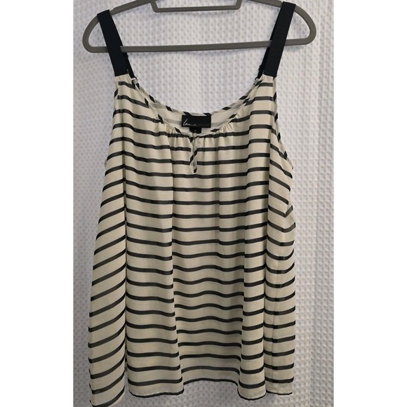Lane Bryant Striped Tank With Wide Grosgrain Adjustable Straps, Flowy Chiffon - Picture 1 of 6